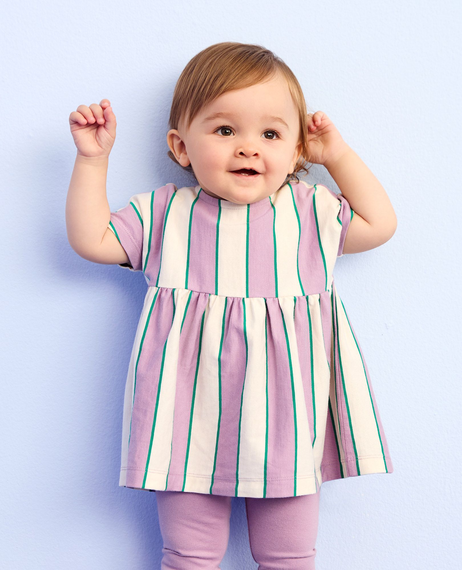 Baby Dolman Sleeve Dress & Leggings Set in Lavender Mist/Ecru - main