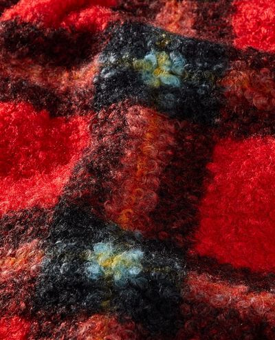 Faux Shearling Button Up Shacket in Scarlet Red Plaid - main