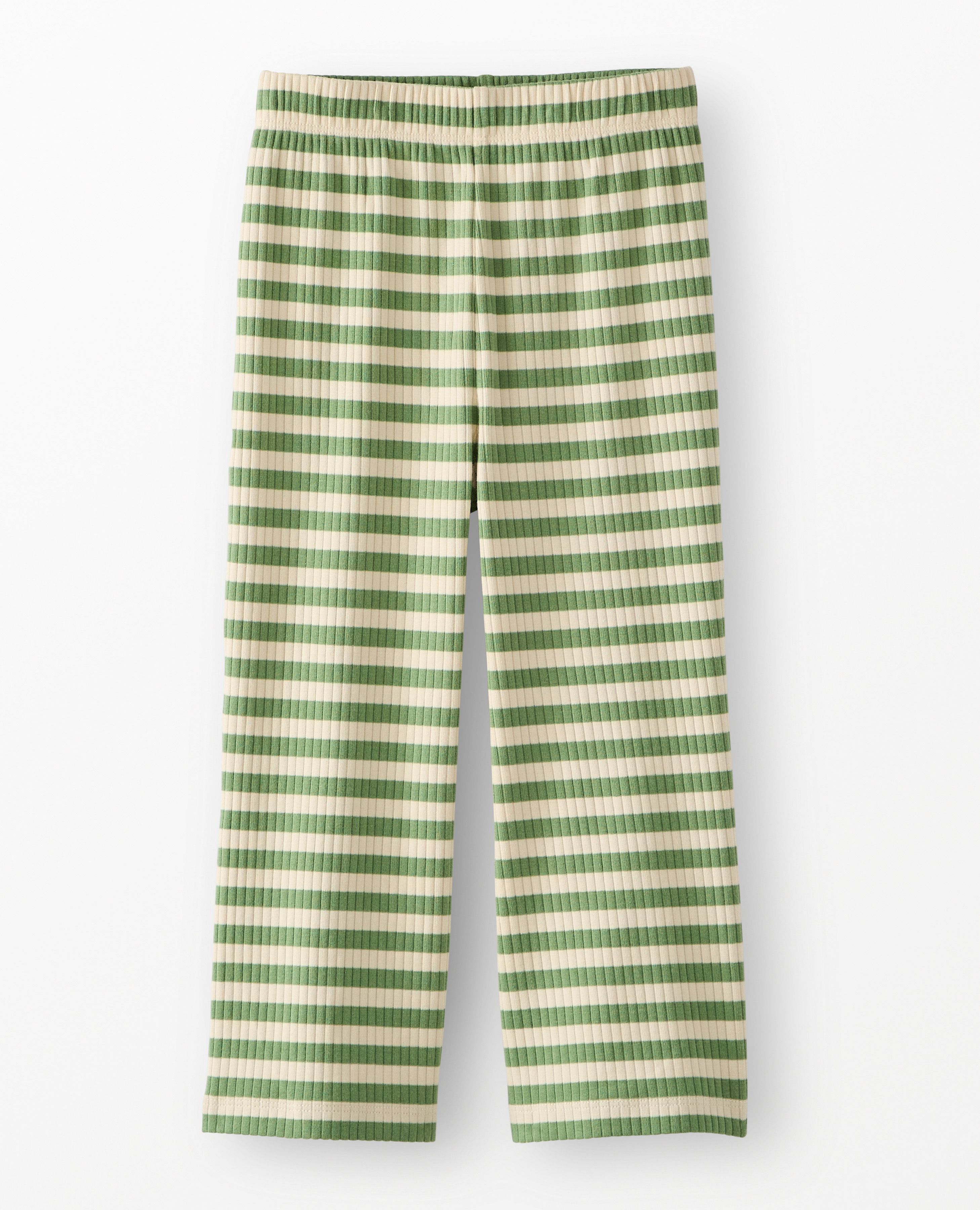 Ribbed Flare Pants in Stone Green/Ecru - main
