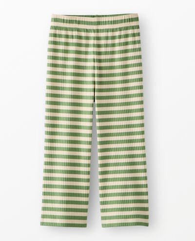 Ribbed Flare Pants in Stone Green/Ecru - main