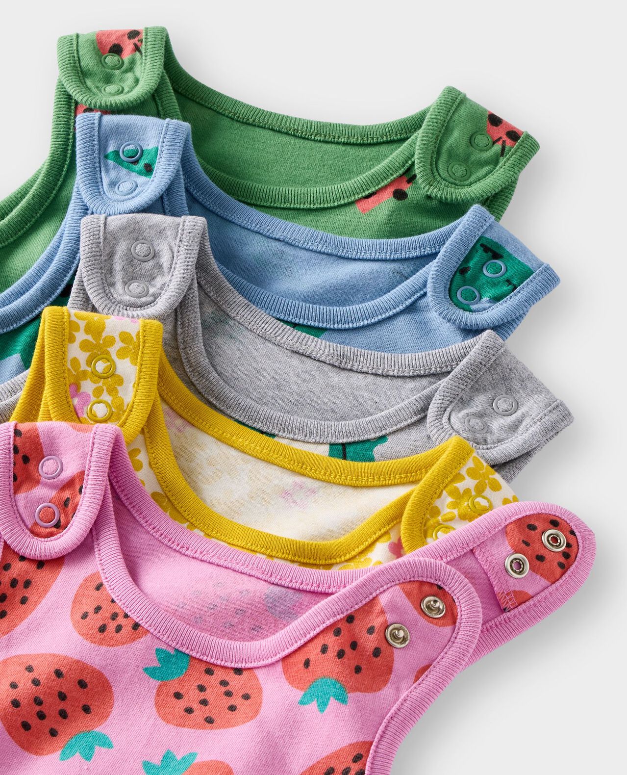 Baby T-Shirt & Overalls Set in Mini Strawberries on Echinacea - main