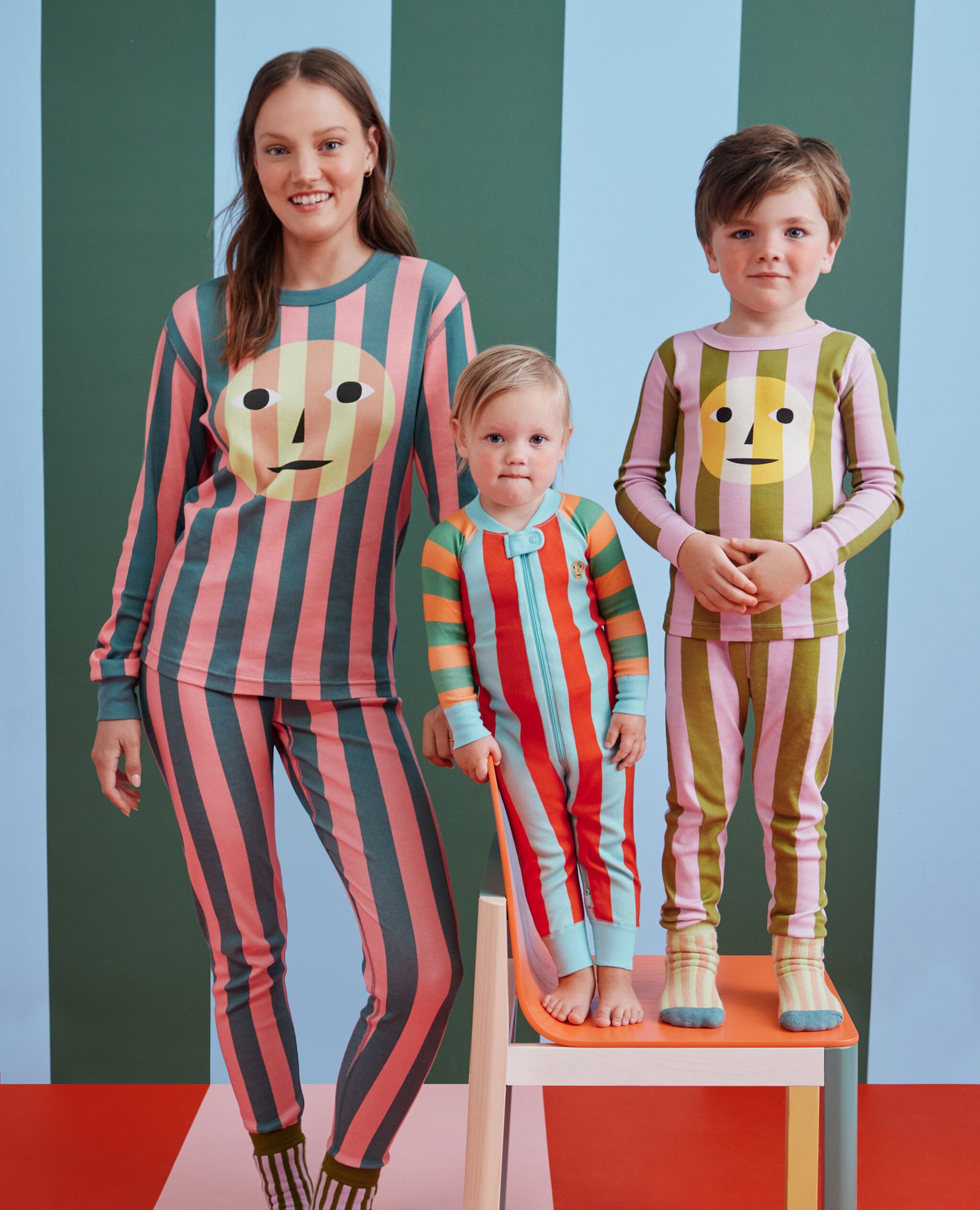 Adult Dusen Dusen Long John Pajama Set in Martine Stripe - main