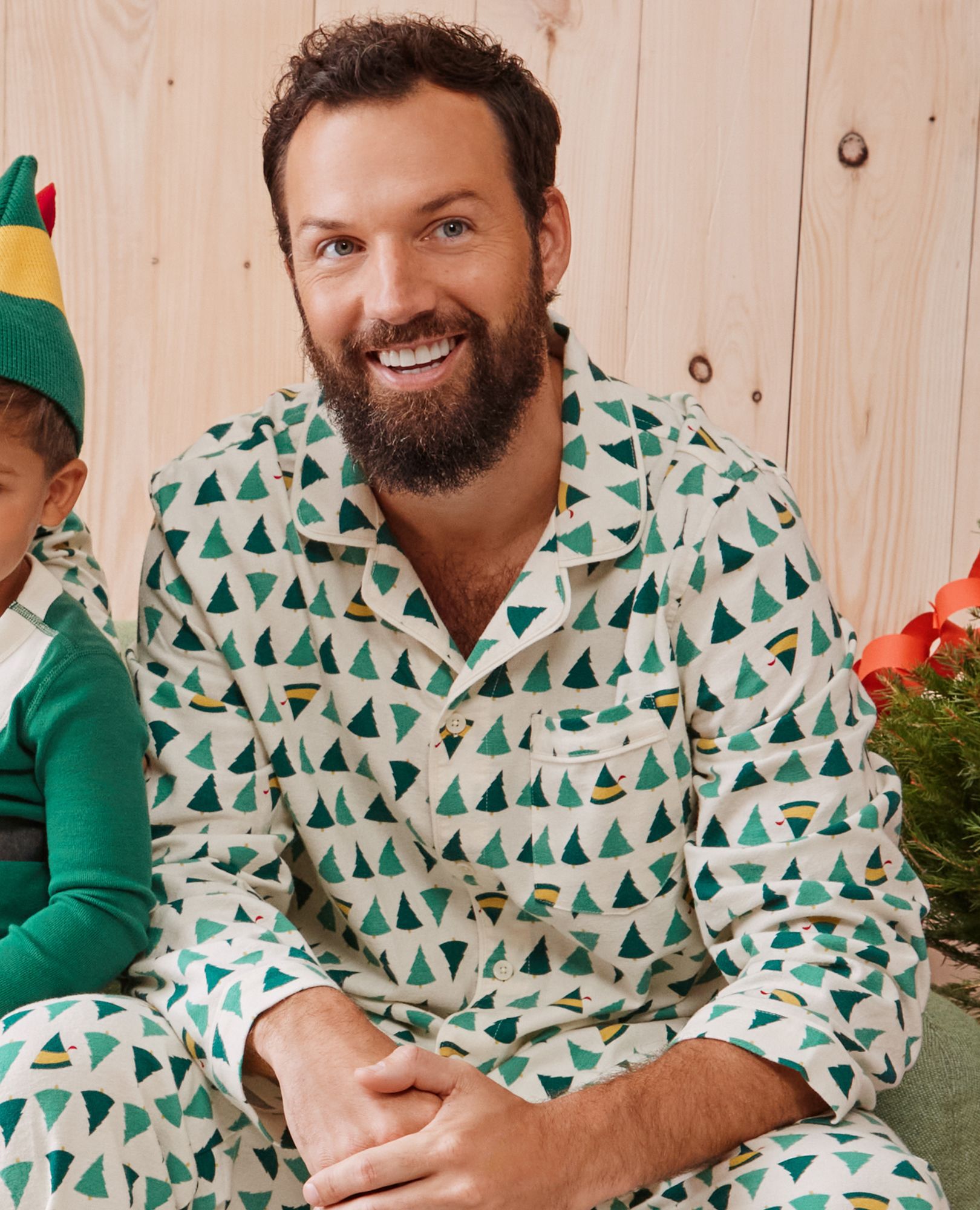 Adult Warner Bros™ Discovery Elf Flannel Pajama Top in Buddy the Elf Trees - main