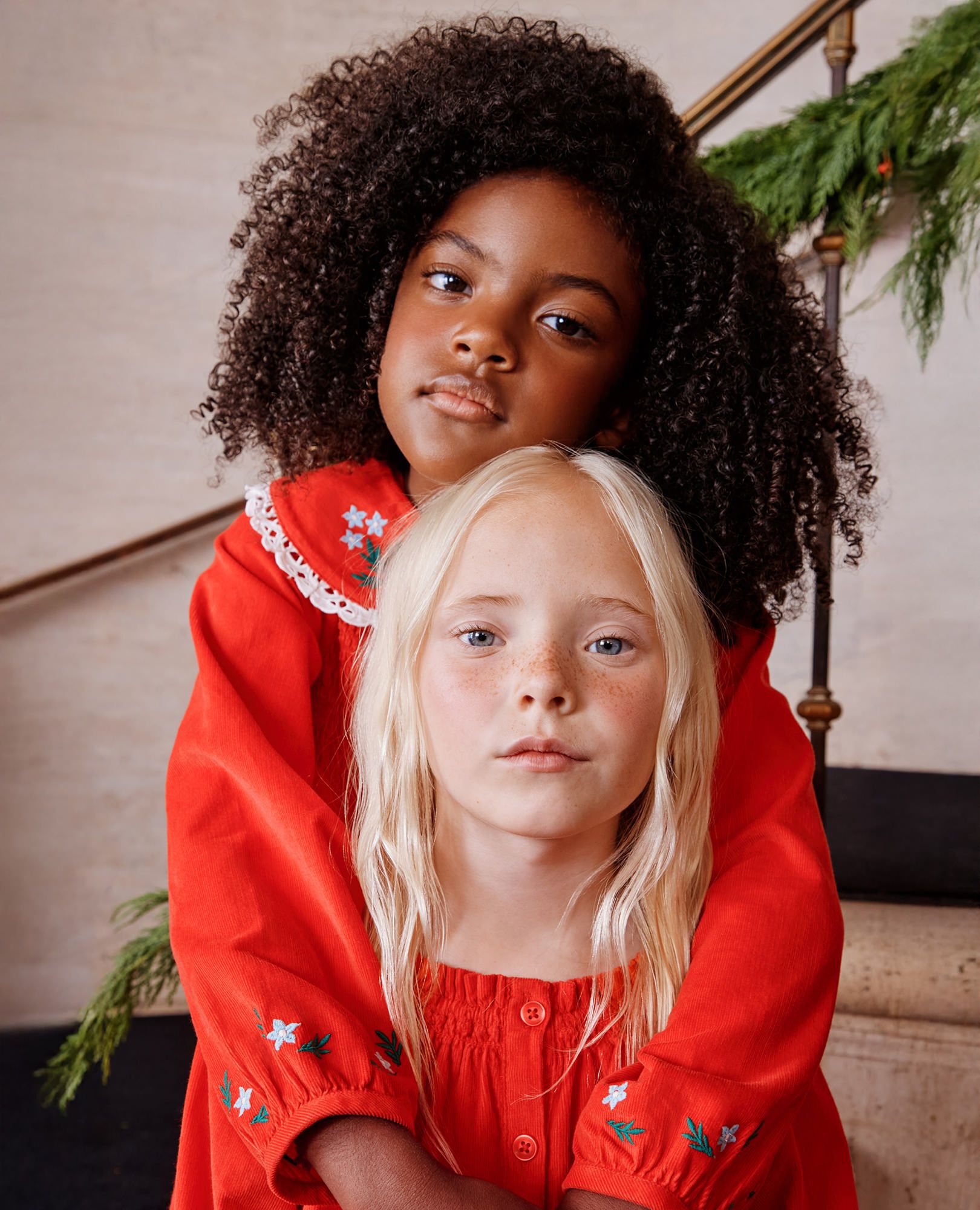 Balloon Sleeve Collared Corduroy Dress with Pockets in Ribbon Red - main