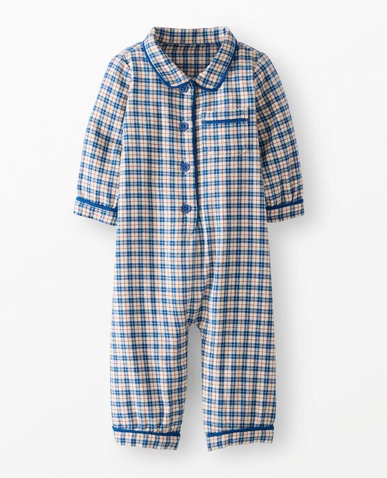 Baby Holiday Flannel Sleeper Pajamas in Blue Checkered Plaid - 100% Combed Cotton - Size 3-6 mos by Hanna Andersson