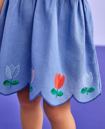 Baby Dolman Sleeve Linen Dress & Bloomers Set in Horizon Blue - main