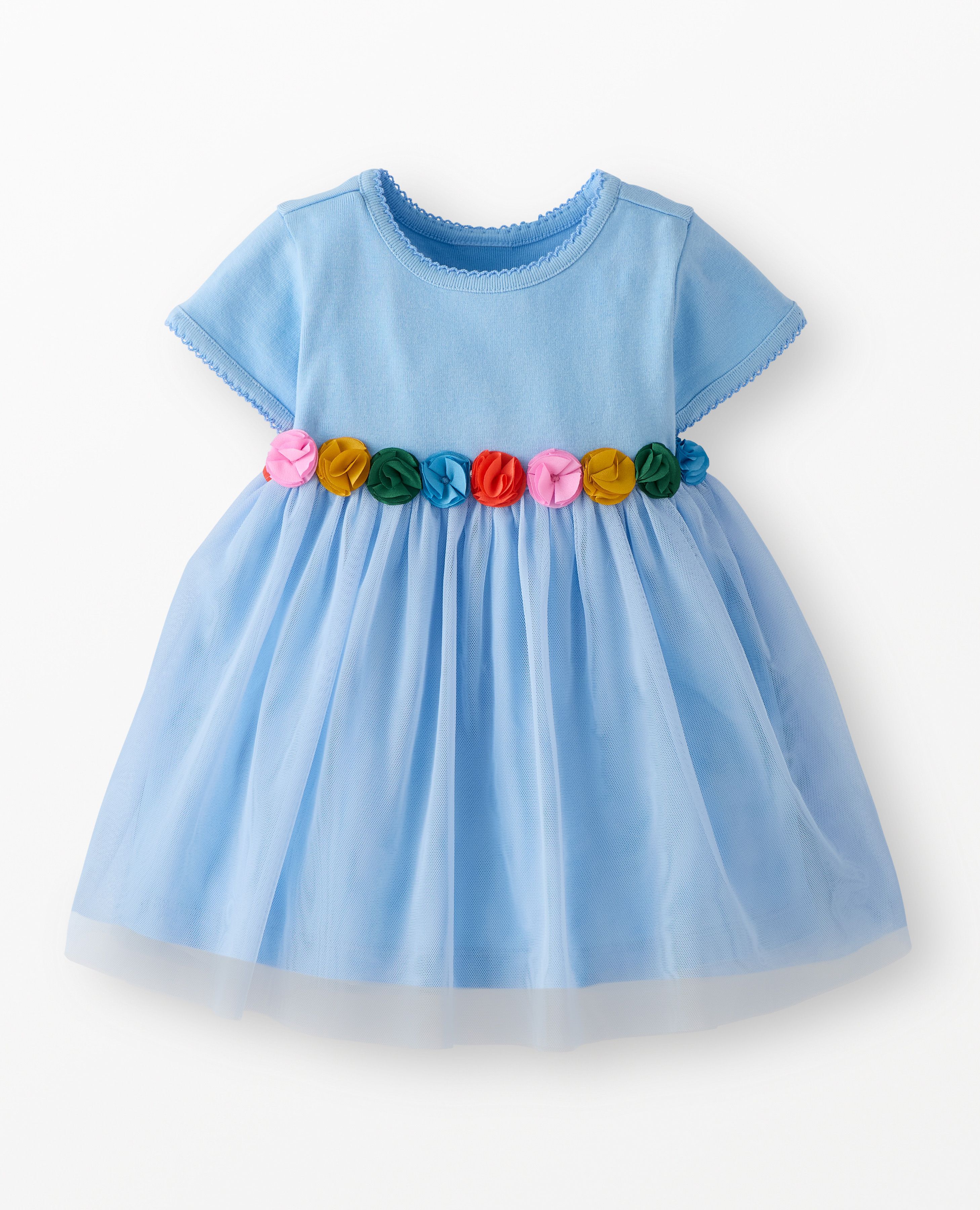 Baby Tulle Flower Waistband Dress in Blue Bell - main