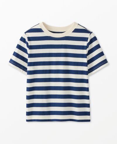 Relaxed Fit Striped T-Shirt in Navy Blue/Ecru - main
