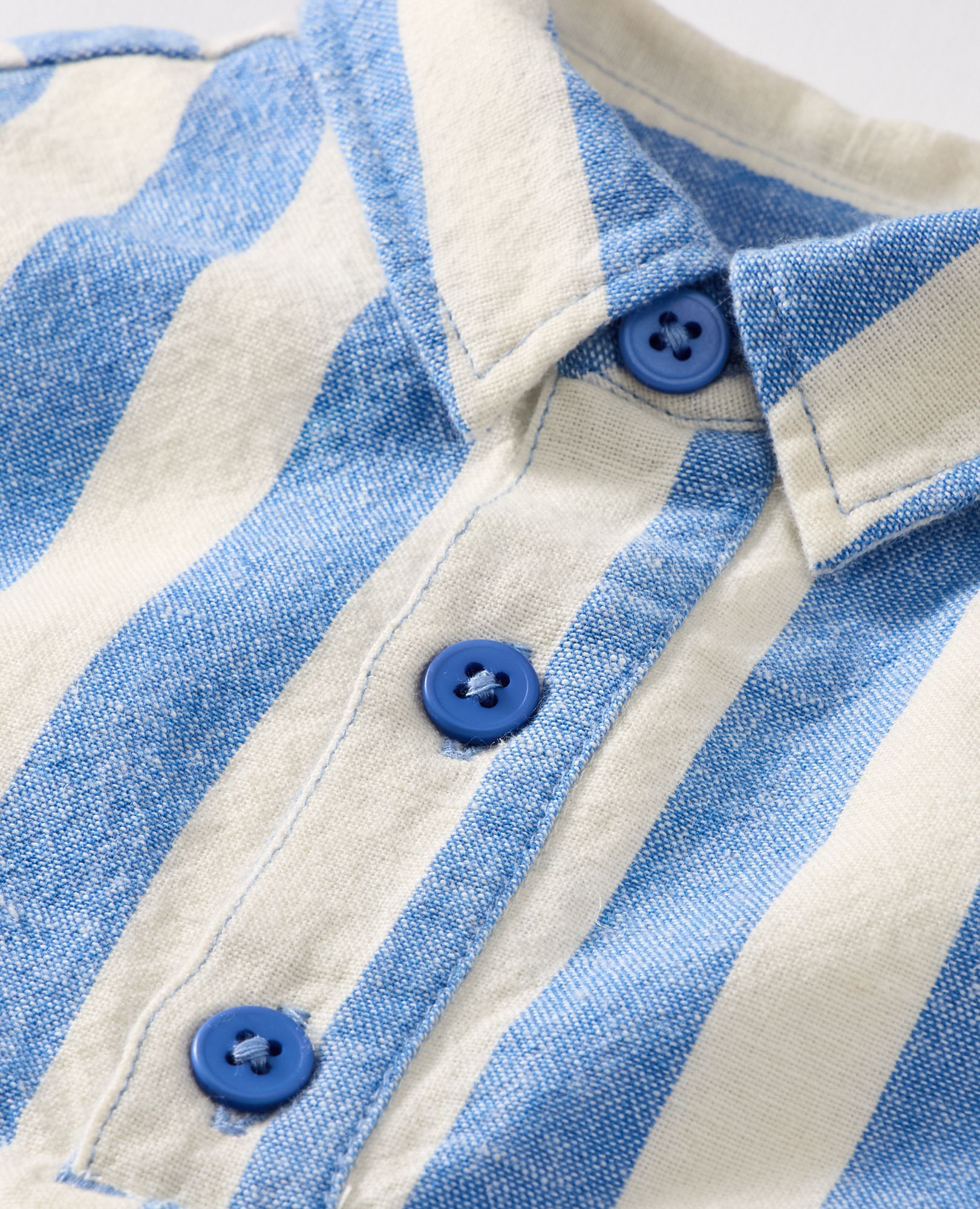 Baby Linen Romper in Horizon Blue/Ecru - main