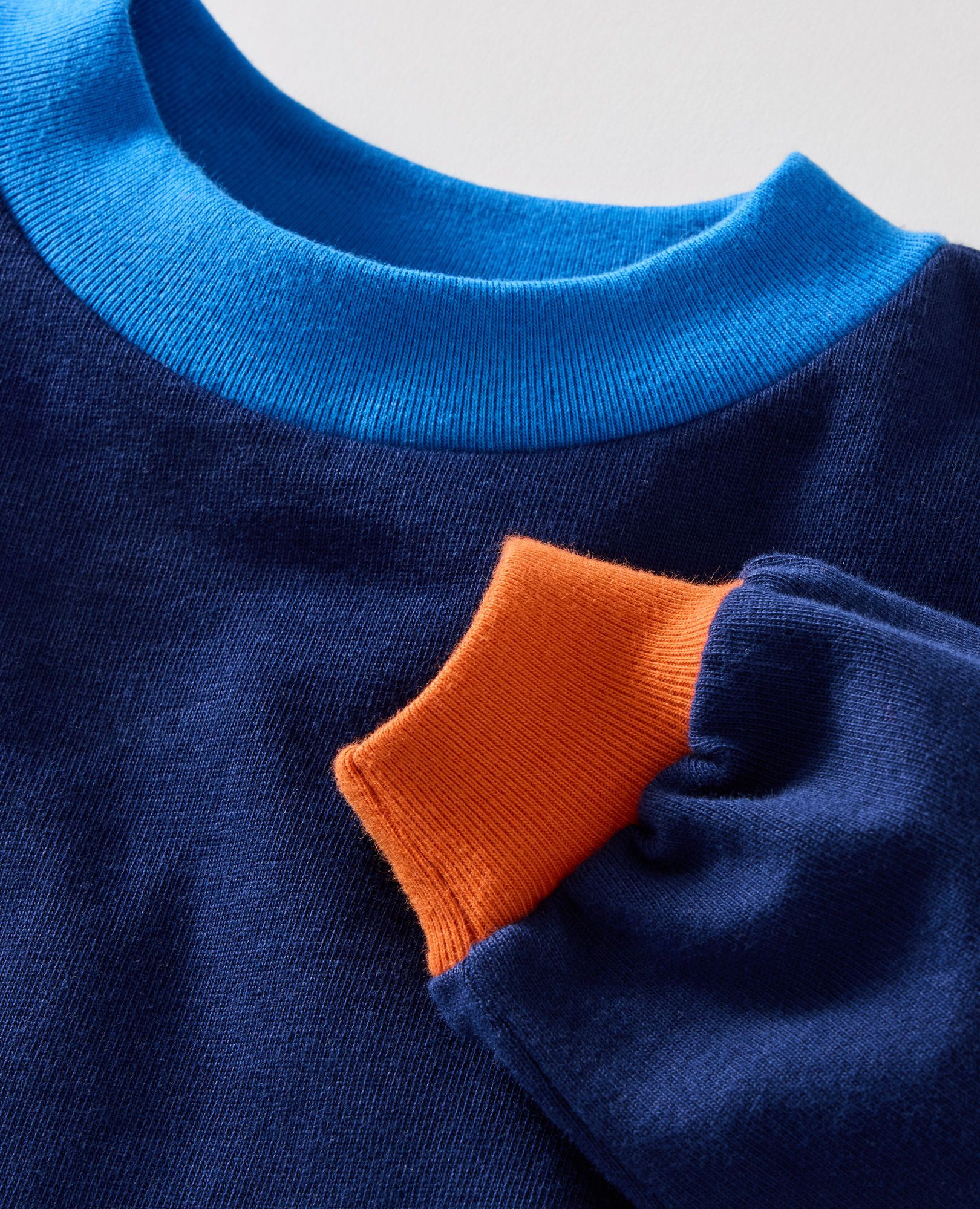 Long Sleeve Ringer T-Shirt in Navy Multi Colorblock - main