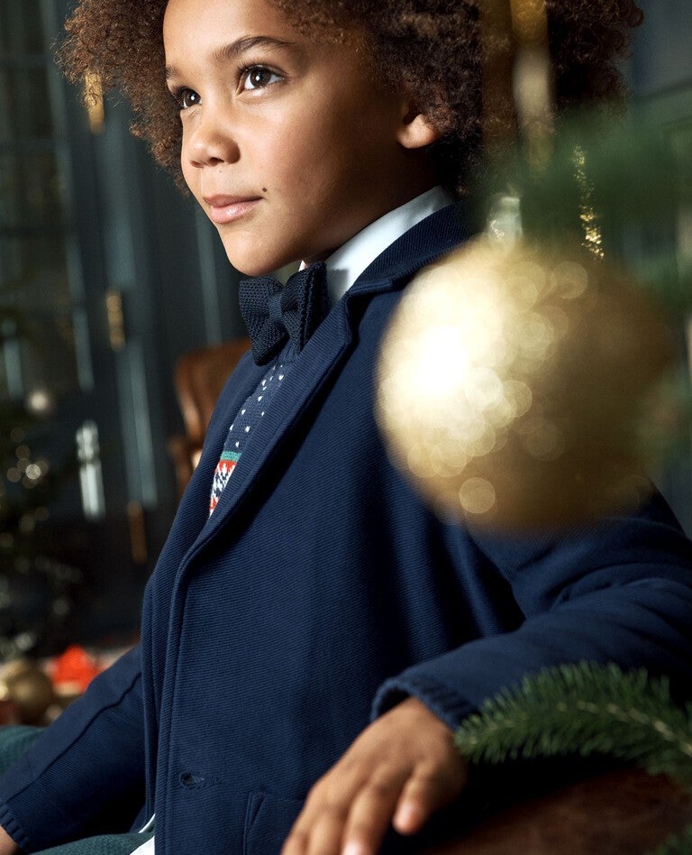 Knit Twill Blazer in Navy Blue - main