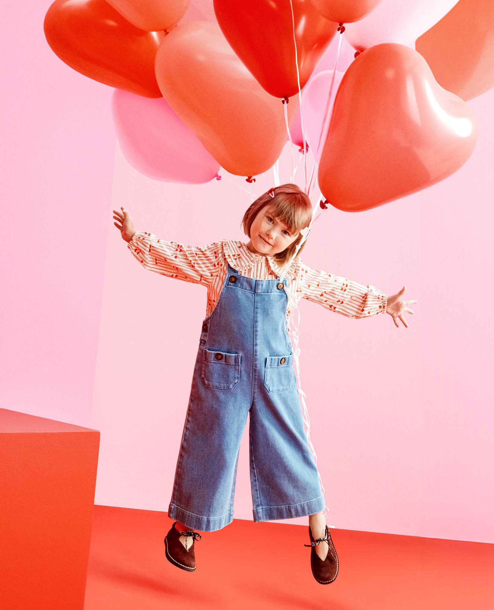 Denim Wide Leg Overalls in Light Denim Wash - main