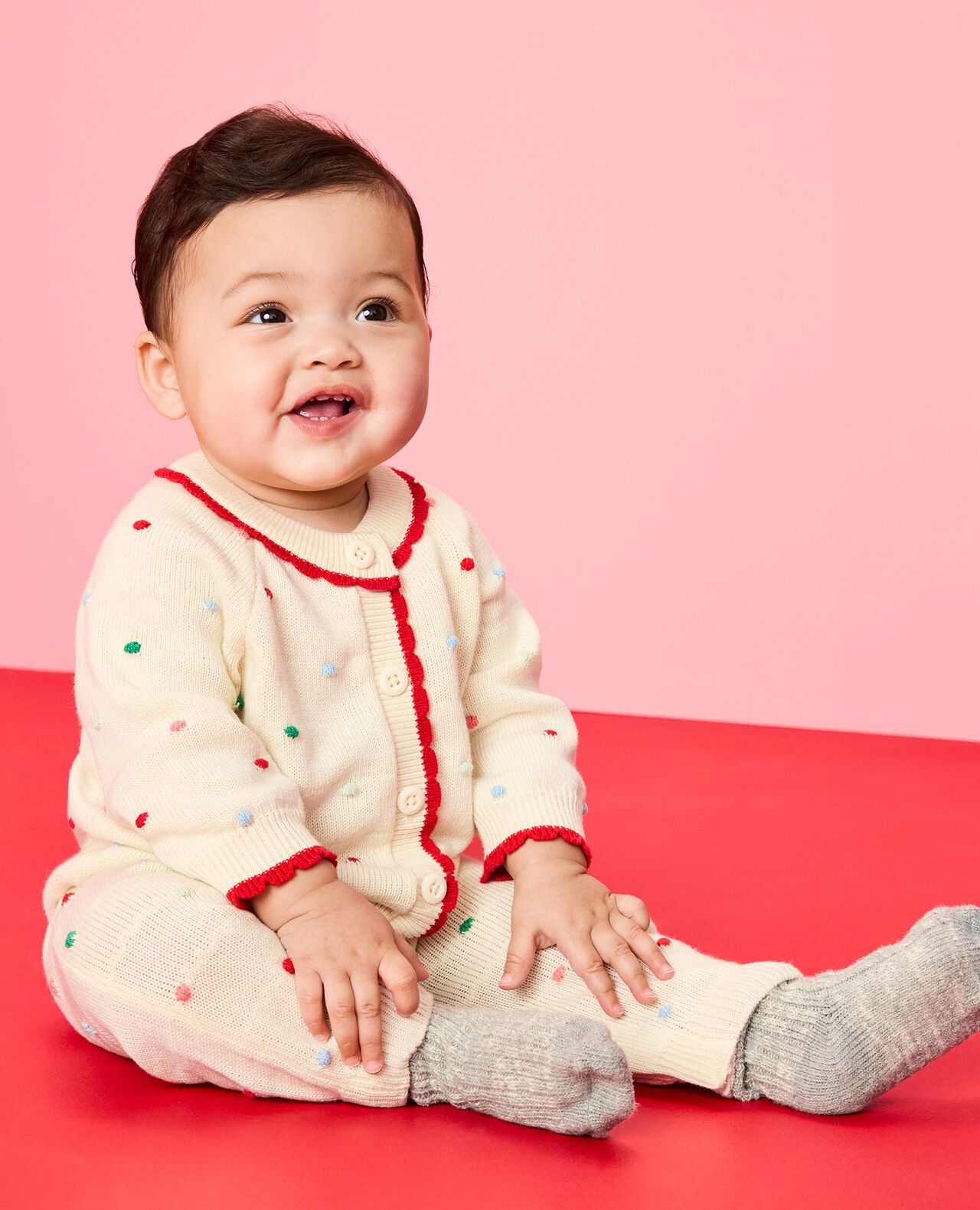 Baby Confetti Sweater Romper in Multi Dot - main