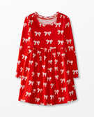 Holiday Print Rib Dress in Tangy Red - main