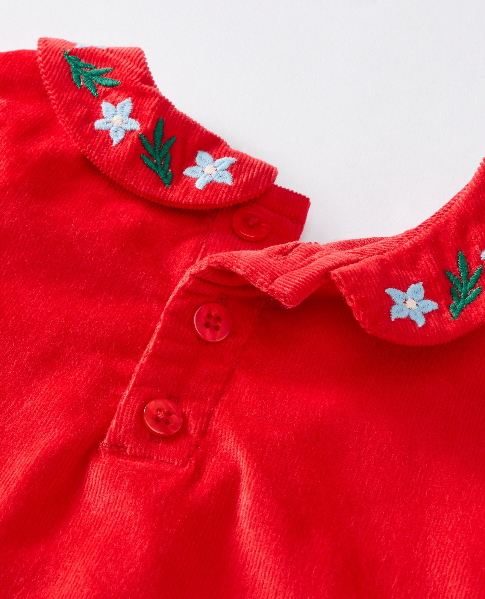 Baby Embroidered Corduroy Top & Pants Set in Ribbon Red - main
