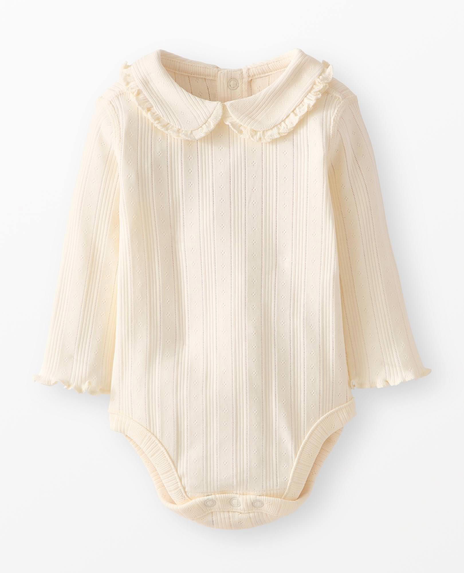 Baby Long Sleeve Pointelle Bodysuit in Ecru - main