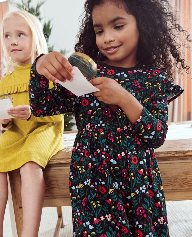 Holiday Long Sleeve Ruffle Dress with Pockets | Hanna Andersson 