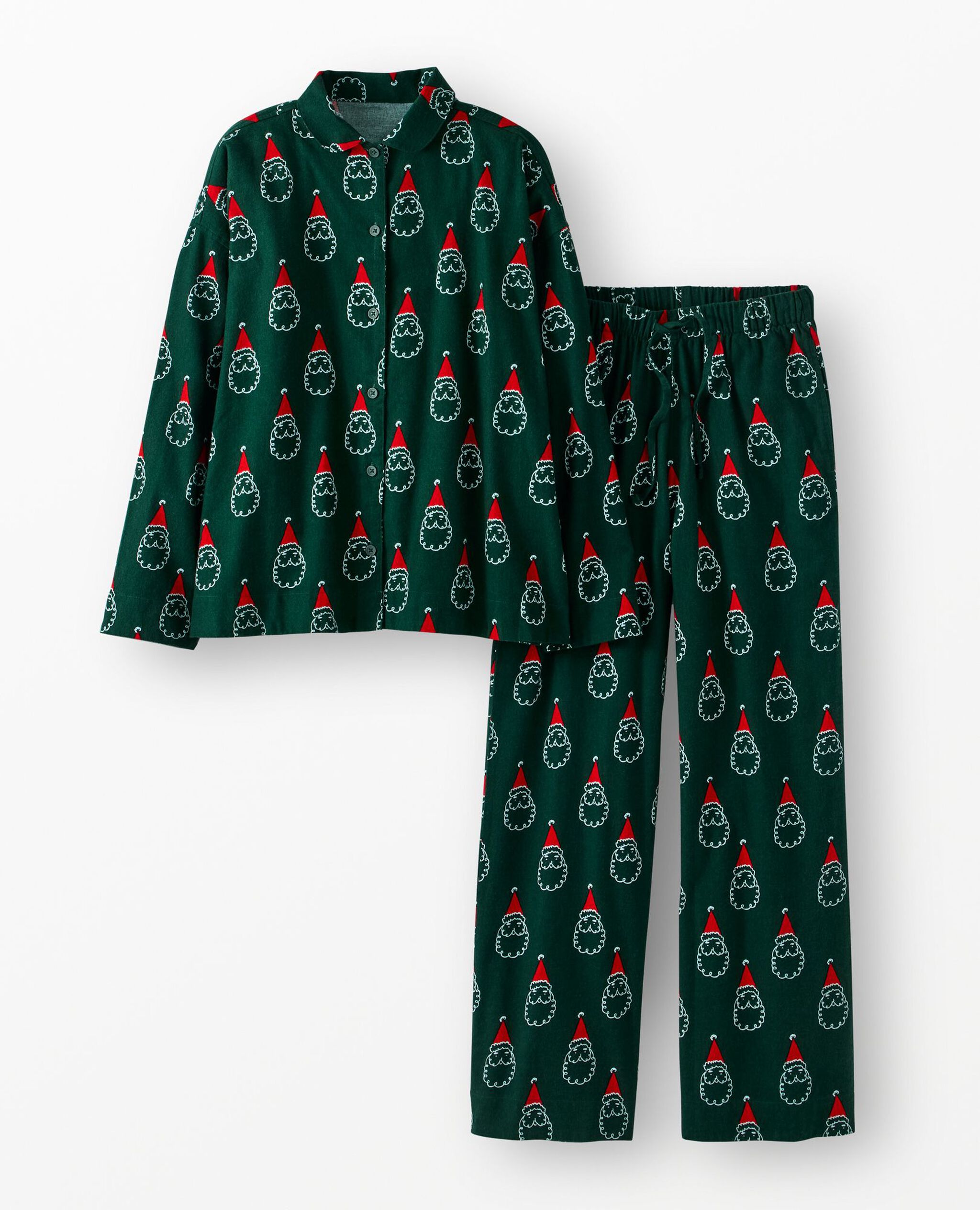 Women's Holiday Flannel Pajama Set in Santa on Malachite - main