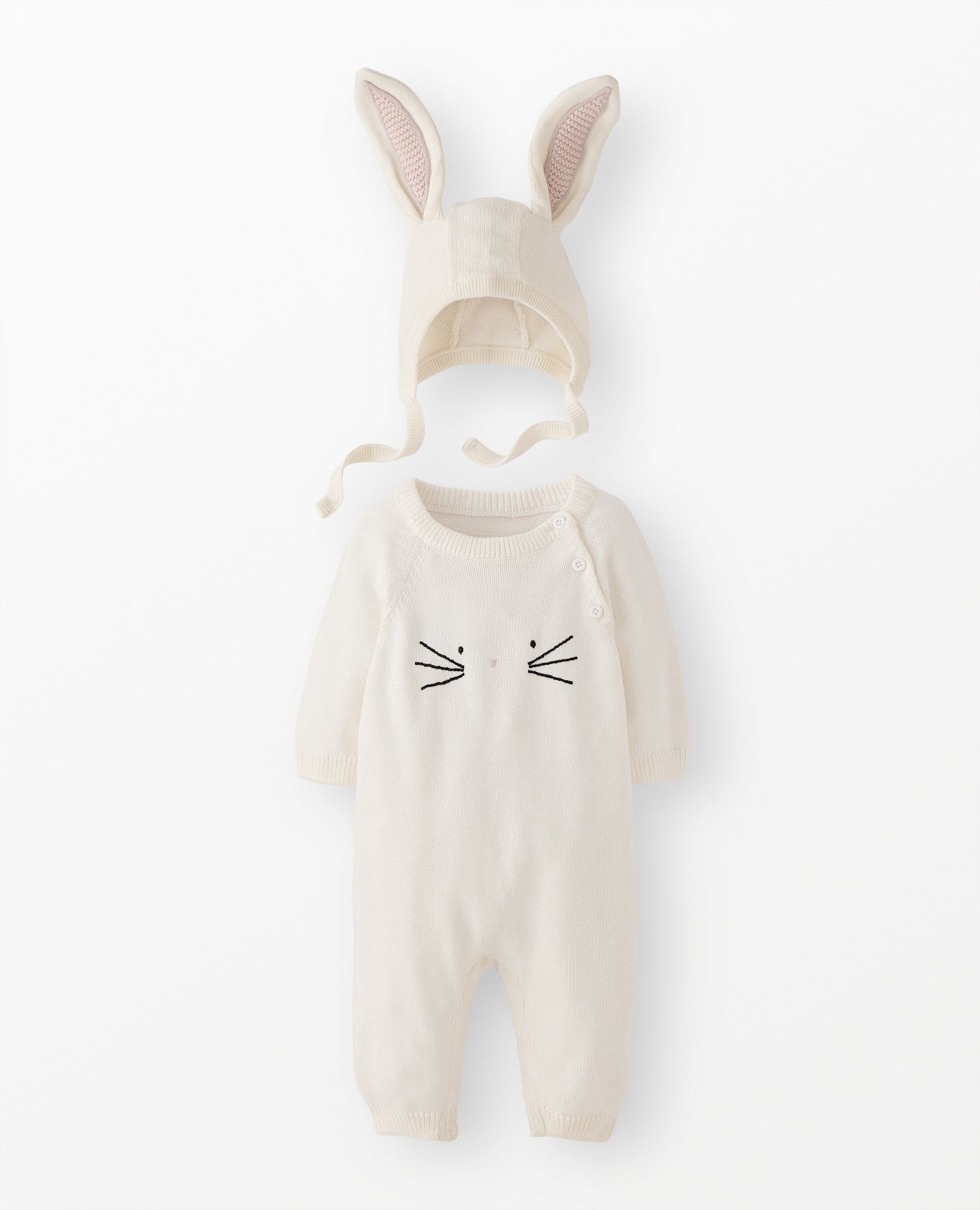 Baby Easter Sweater Romper & Hat Set in Ecru - main