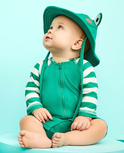Baby Rashguard & Novelty Swim Hat Set in Frog Set - main