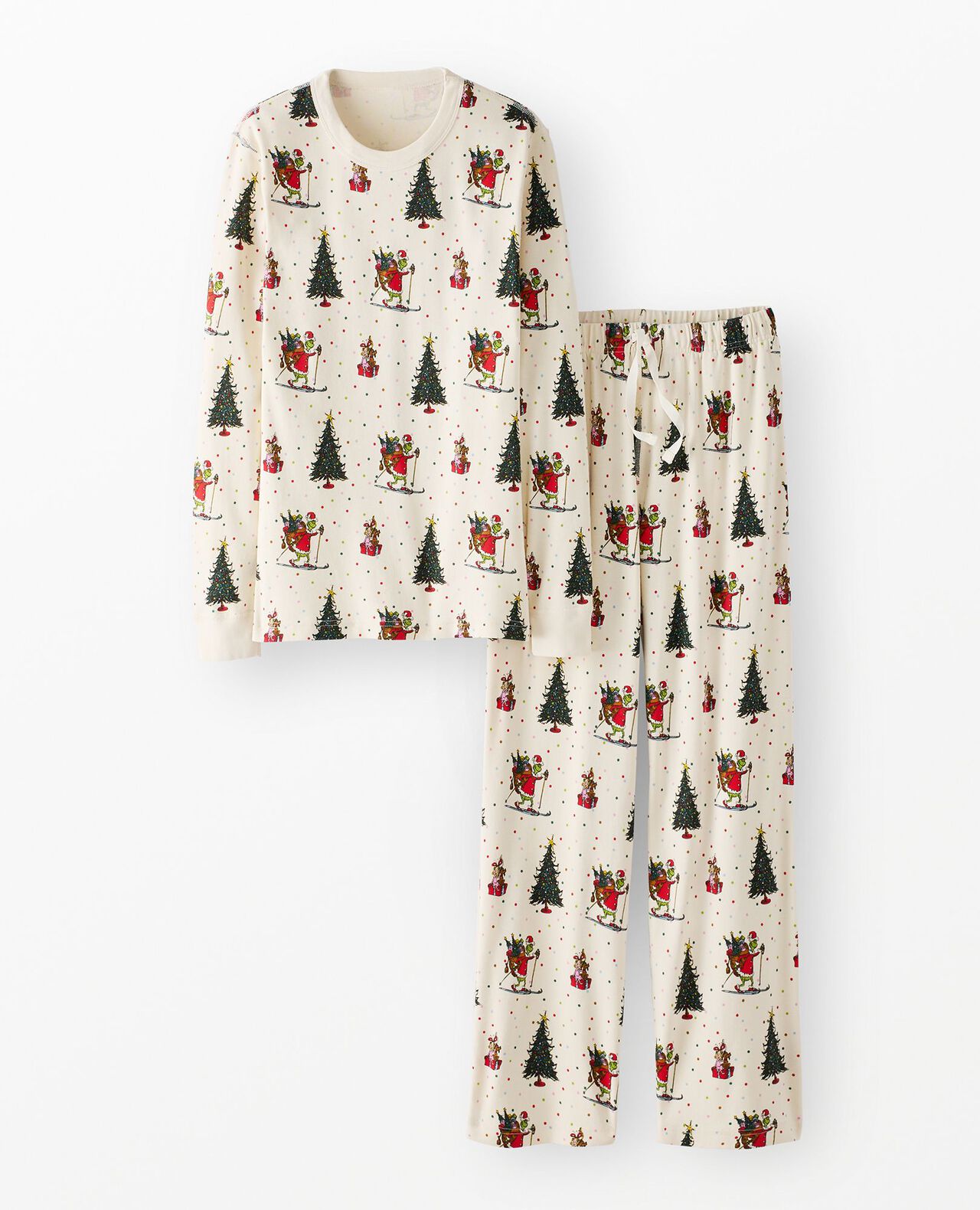 Adult Dr. Seuss Grinch Relaxed Fit Pajama Set in Skiing Grinch - main