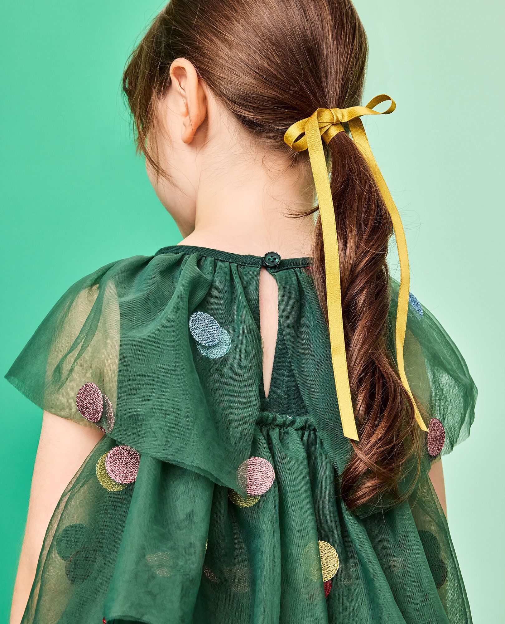 Tulle Christmas Tree Dress in Ornaments Embroidery - main
