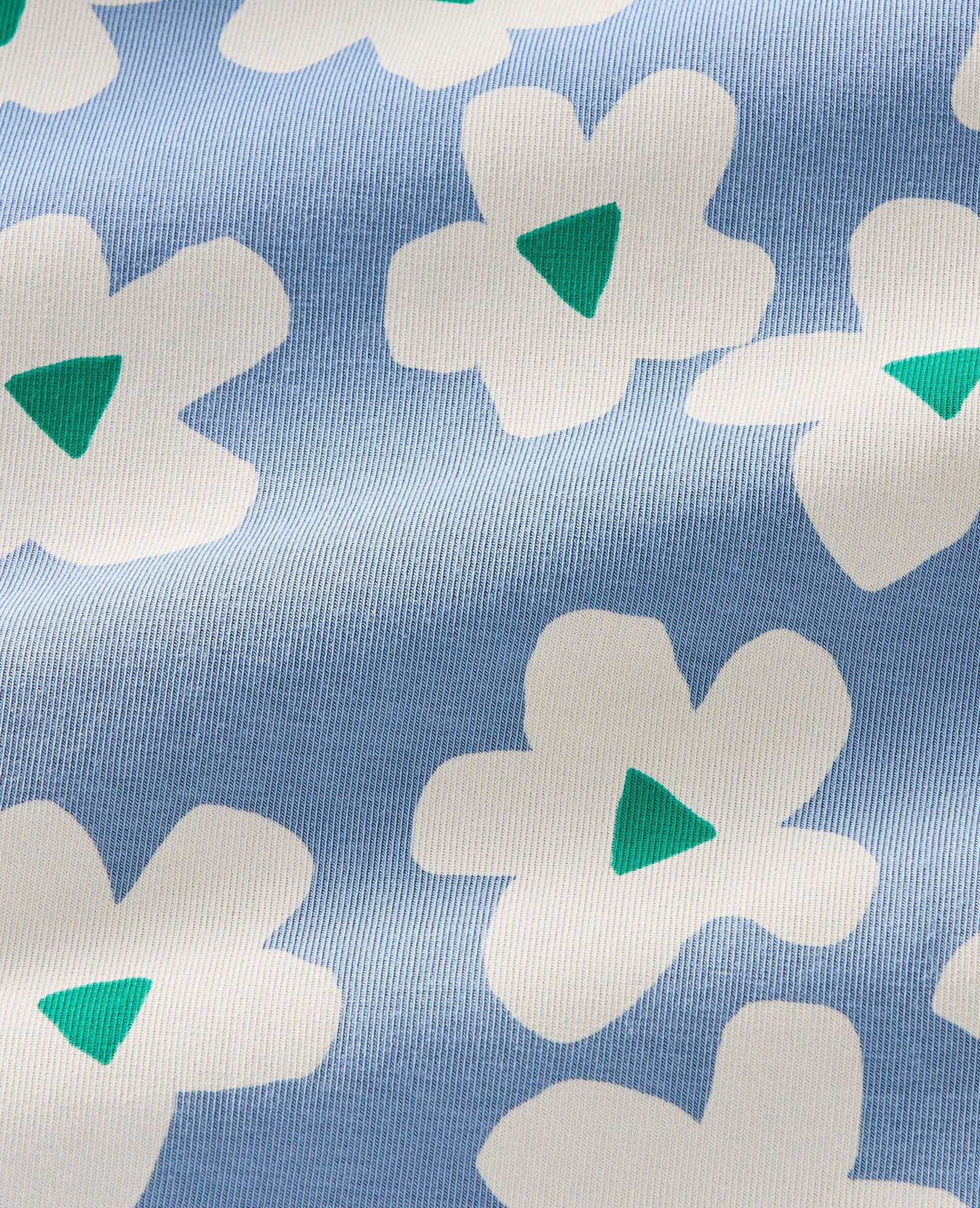 HannaSoft™ Stretch Sleeper in Ecru Flowers on Blue - main