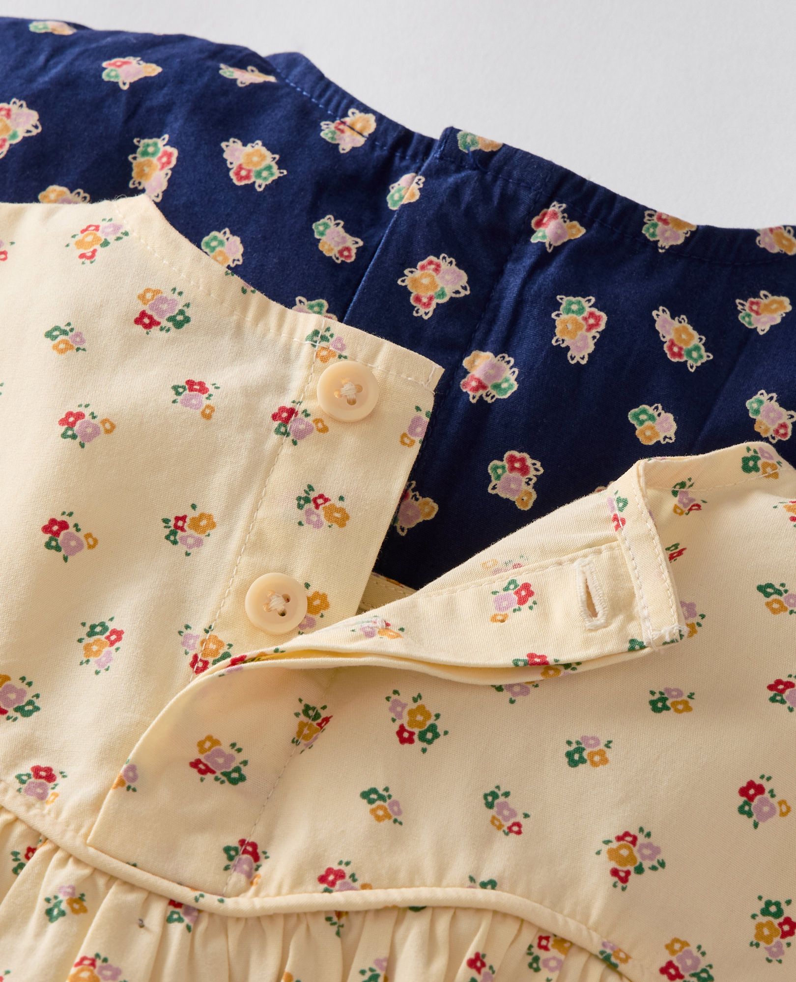 Baby Long Sleeve Poplin Dress & Bloomers Set in Flower Bunch on Almond Oil - main