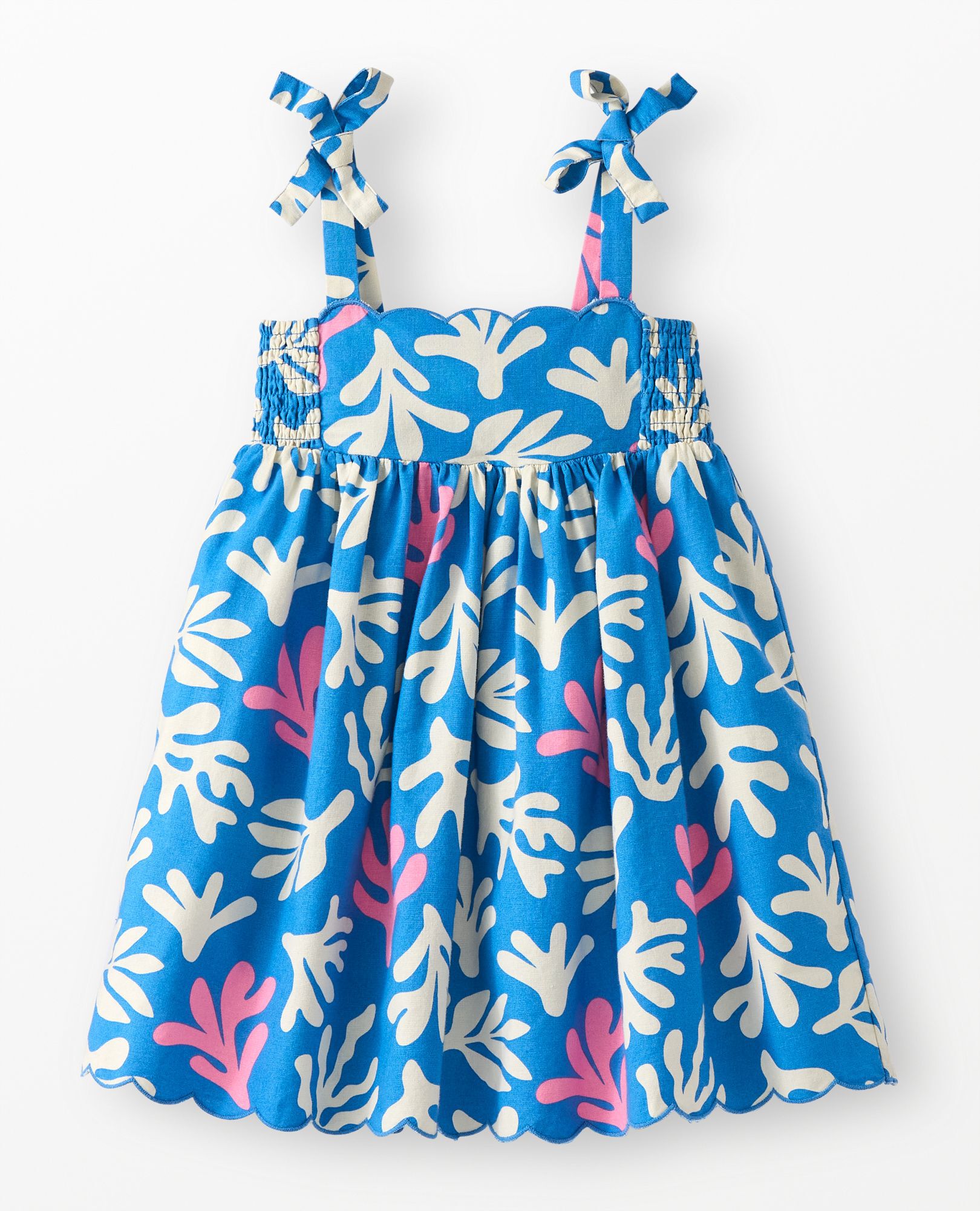 Sleeveless Linen Bow Strap Dress in Coral on Swedish Sky - main