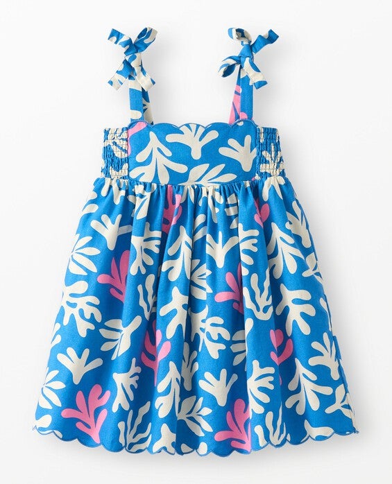 Girls' Coral On Swedish Sky Sleeveless Linen Bow Strap Dress - Size Toddler 2 by Hanna Andersson