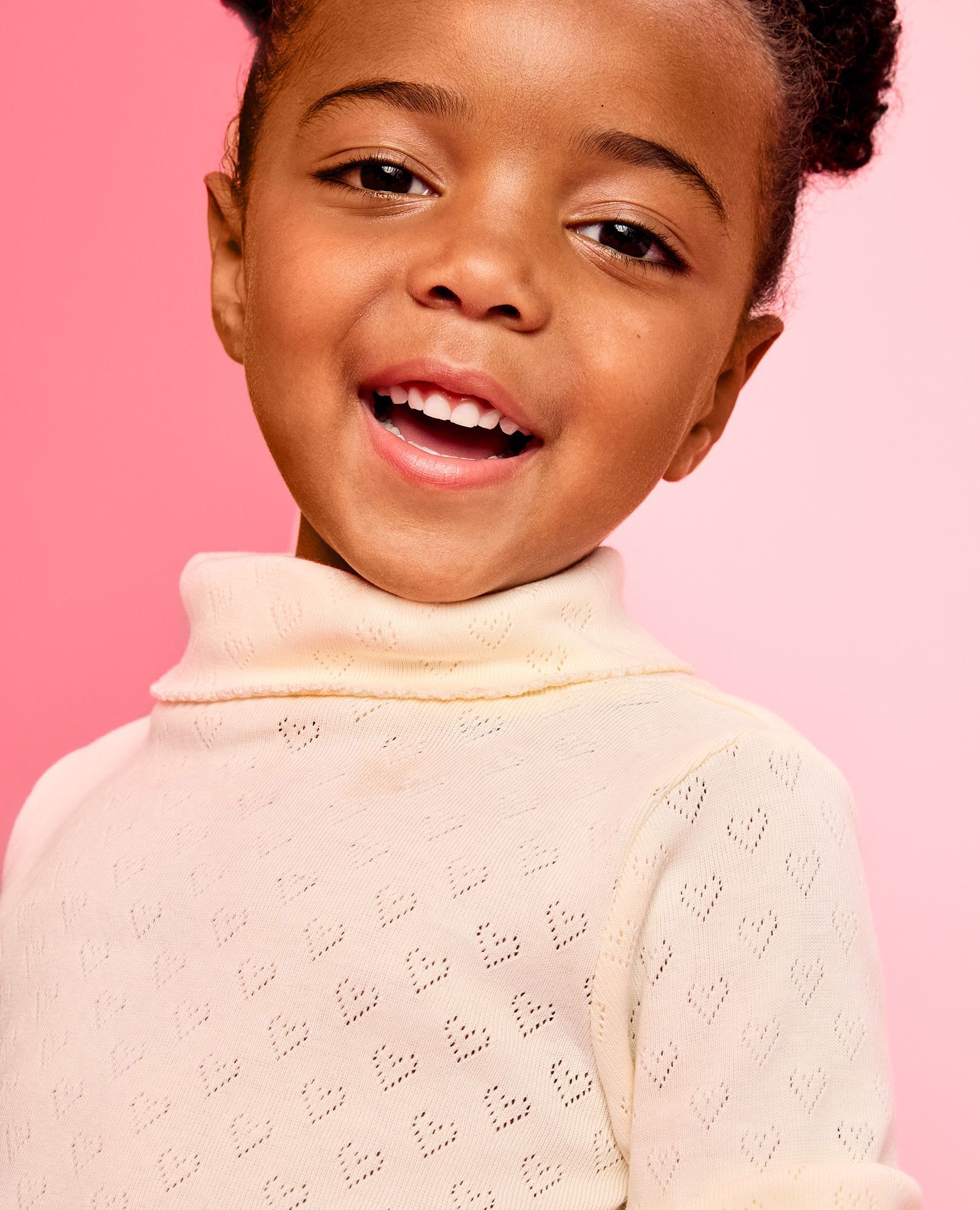 Long Sleeve Pointelle Heart Turtleneck Top - thumbnail 9