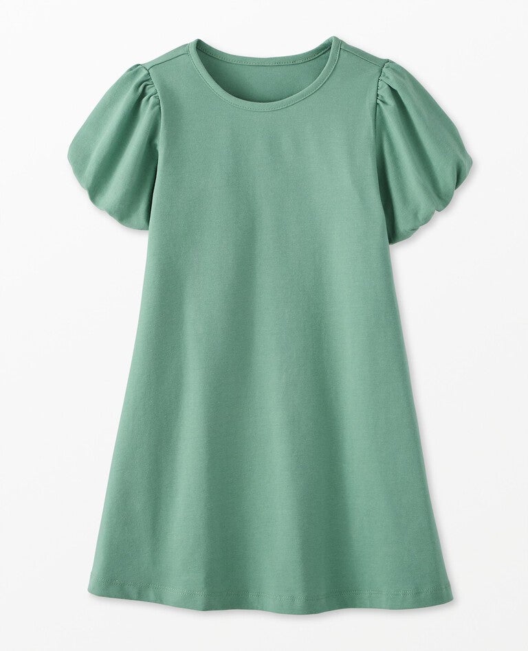 Bubble Sleeve Swing Dress with Pockets in Jade - main