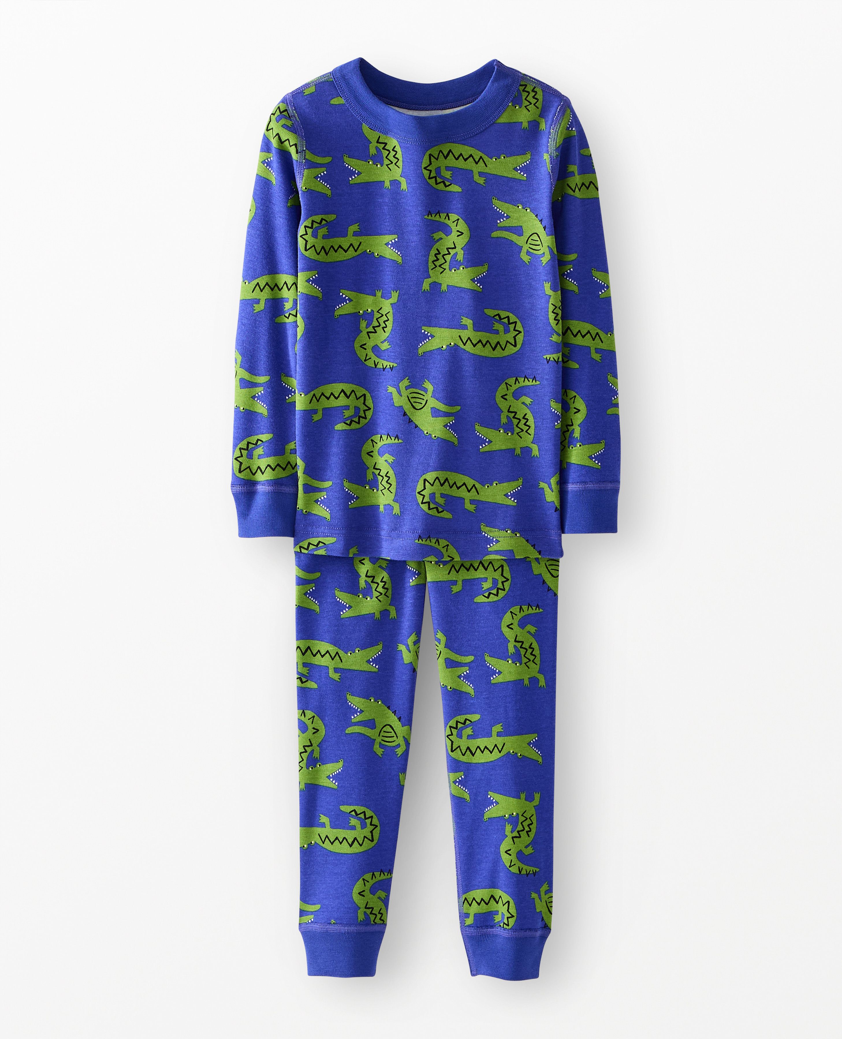 HannaJams™ Pajama Set in Vintage Green Alligator on Spectrum Blue - main