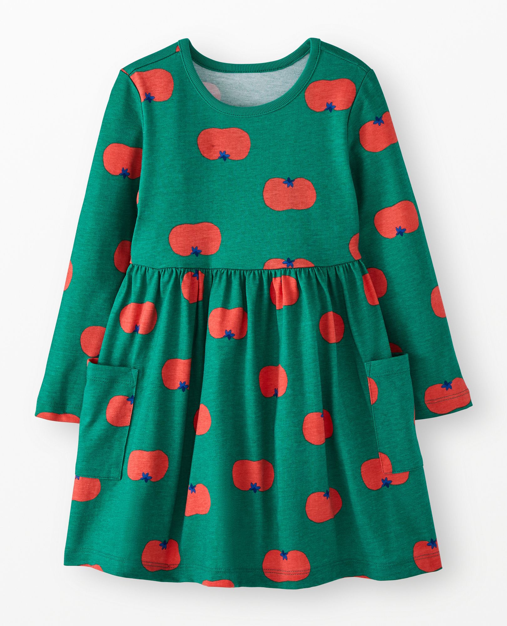 Long Sleeve Playground Dress with Pockets in Coral Tasty Tomato - main