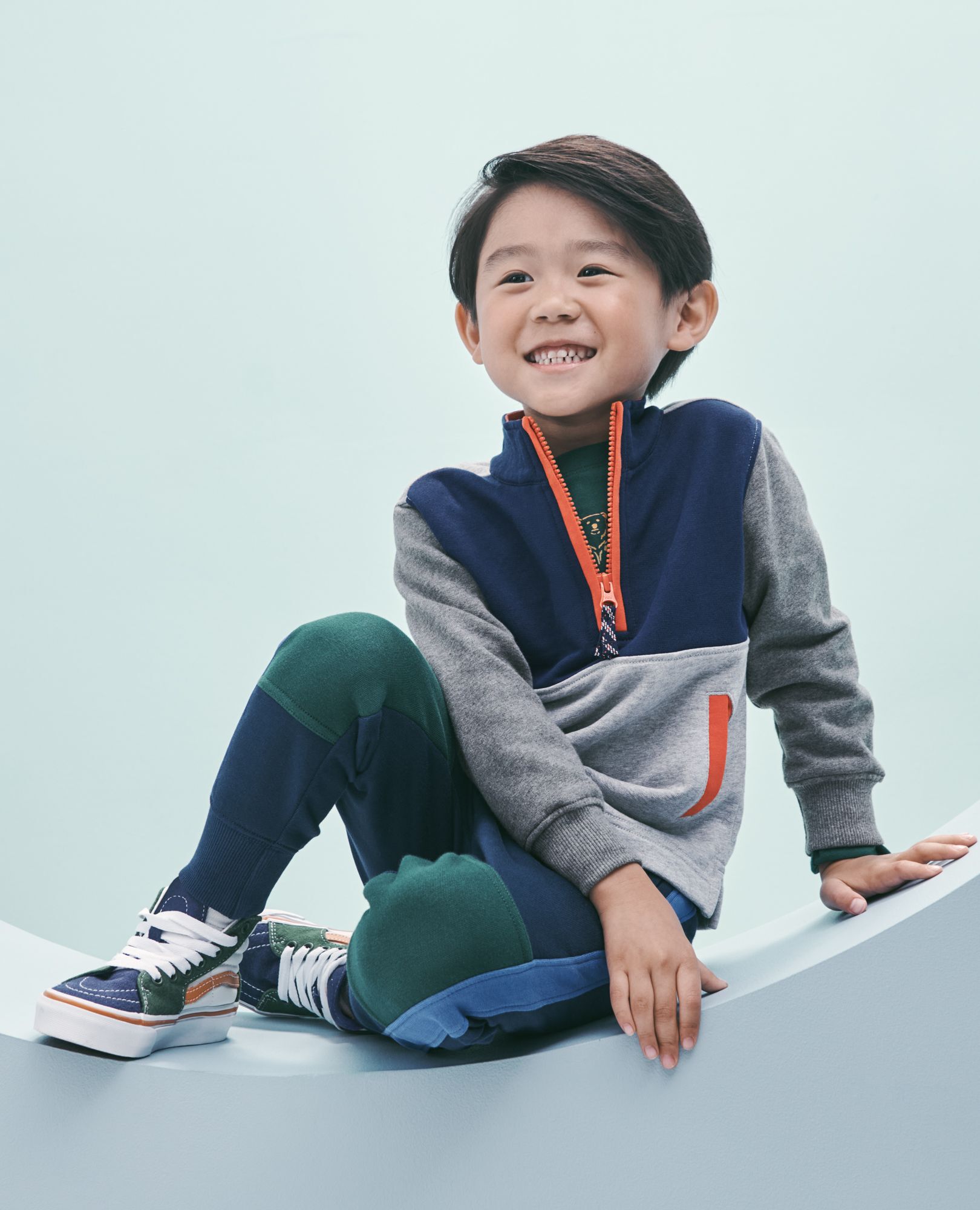 Colorblock Quarter Zip French Terry Sweatshirt