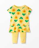 Baby Print Dolman Sleeve Dress & Leggings Set in Daffodil on Lemon - main