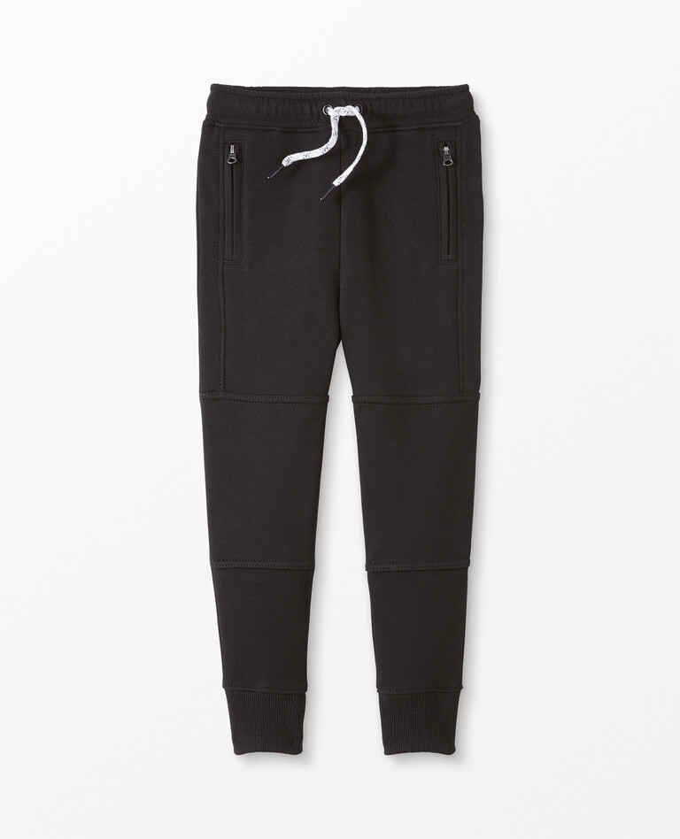 Double Knee Slim Sweatpants In French Terry in Black - main