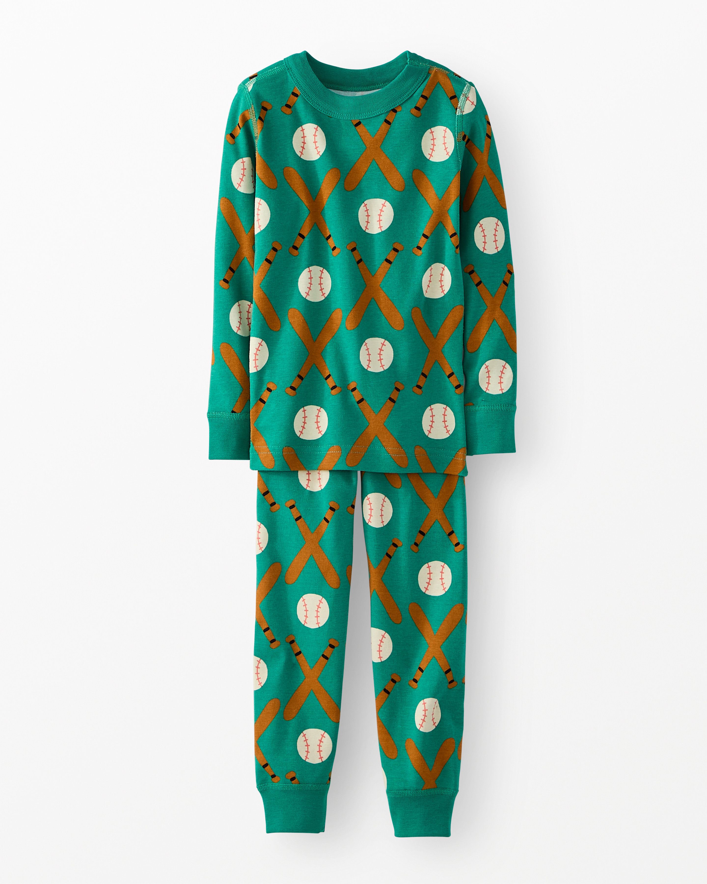 HannaJams™ Pajama Set in Home Run on Green - main