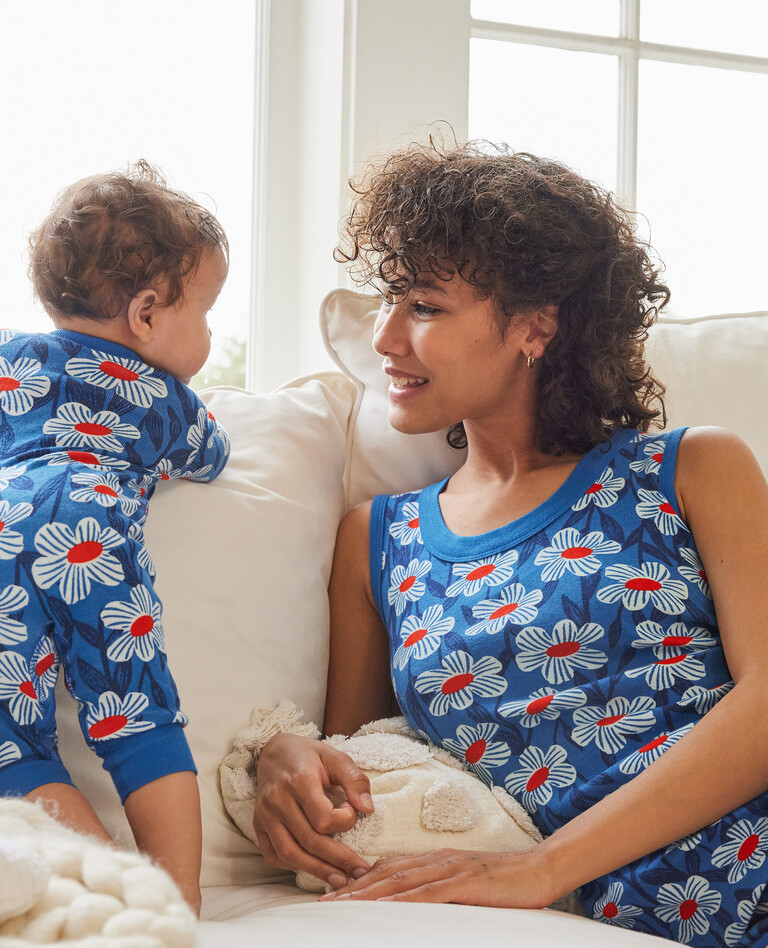 Blue Daisy Matching Family Pajamas in  - main