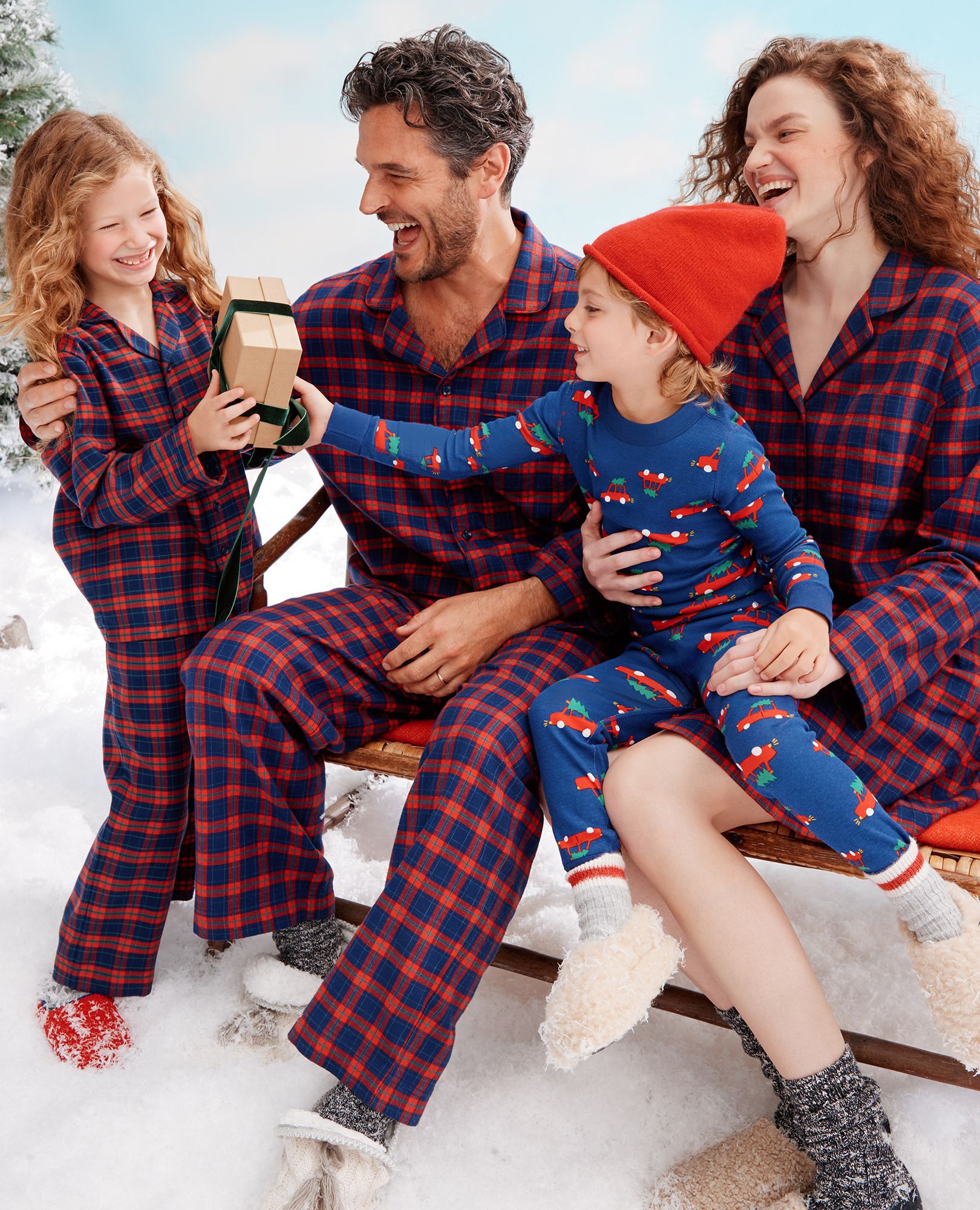Holiday Navy Plaid Matching Family Pajamas - thumbnail 4