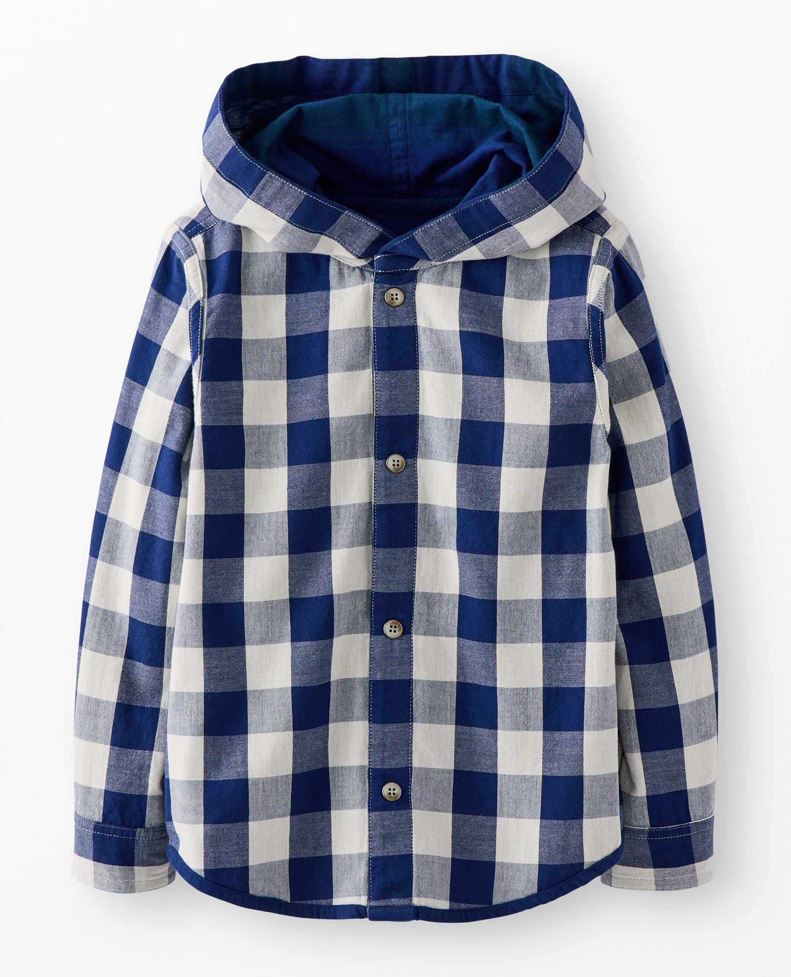 Long Sleeve Reversible Hooded Shirt in Reversible Plaid - main
