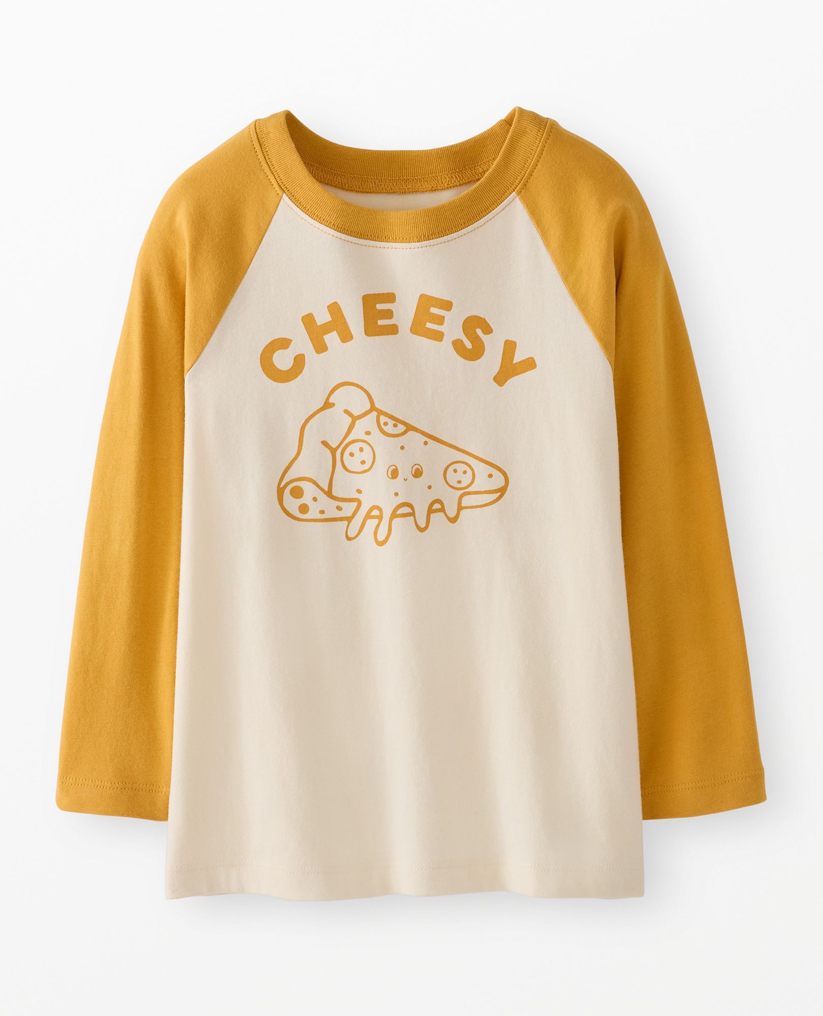 Long Sleeve Relaxed Fit Graphic Baseball T-Shirt in Cheesy - main