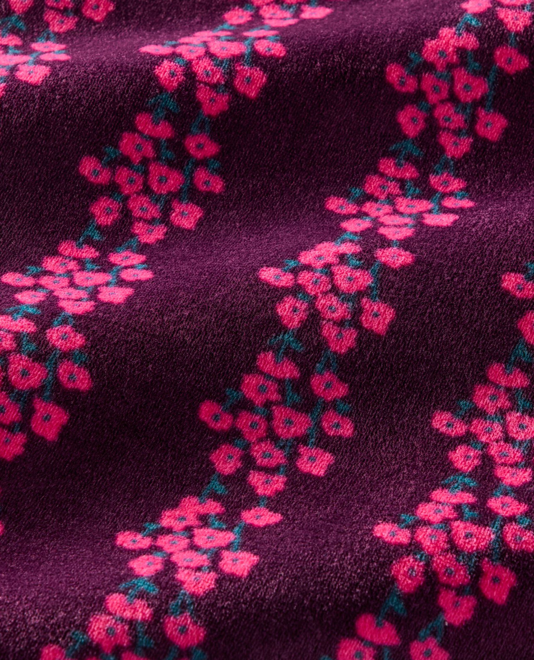 Long Sleeve Collared Velour Swing Dress in Flower Rows on Currant Purple - main