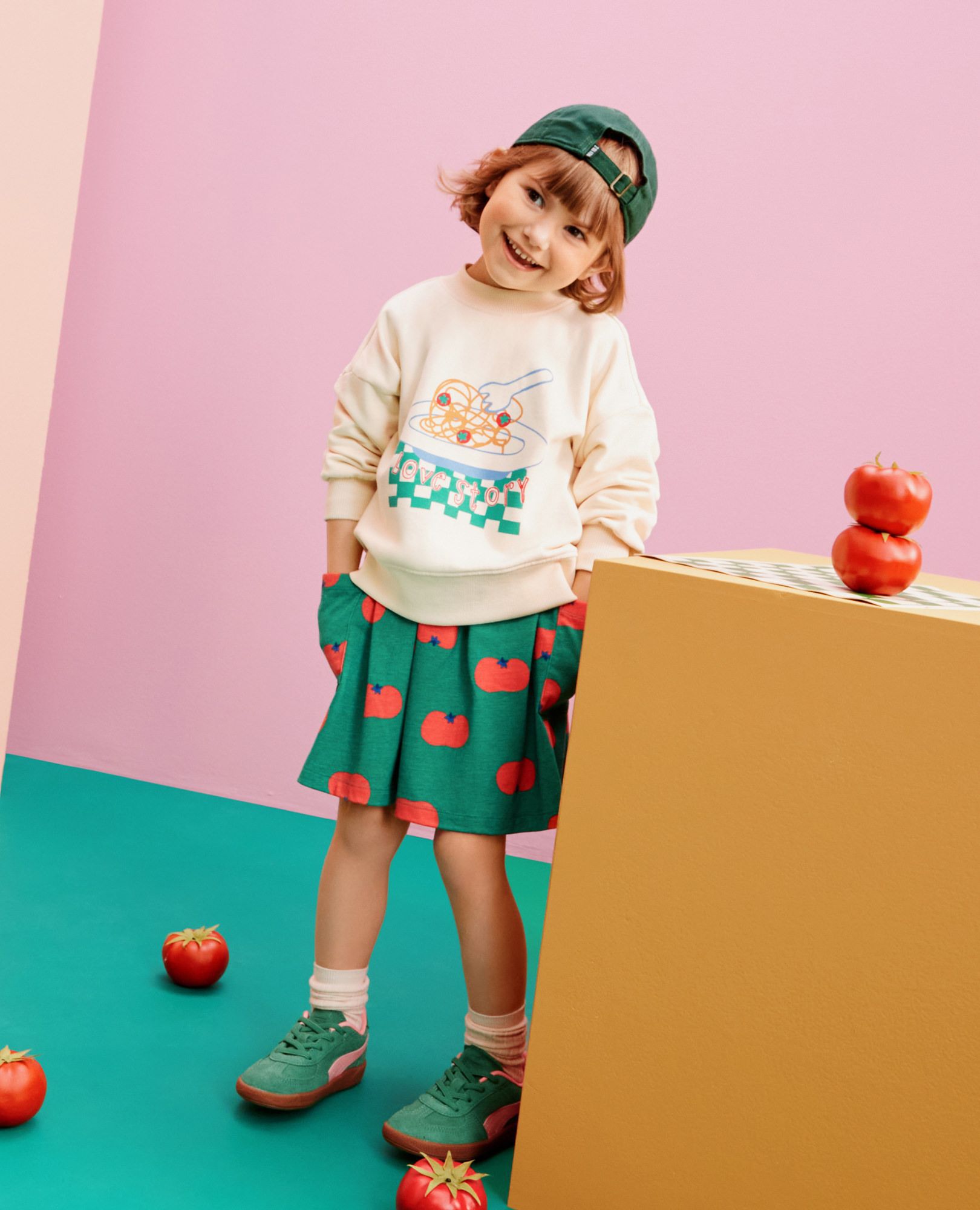 Long Sleeve Playground Dress with Pockets in Coral Tasty Tomato - main