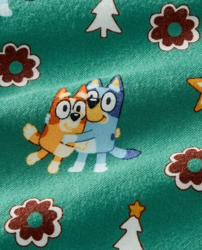 Bluey Holiday Flannel Pajama Set in Bluey Hugs and Cookies on Green - main
