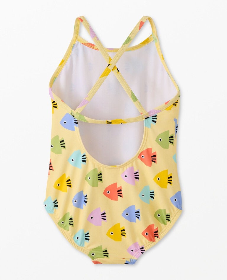 One-Piece Swimsuit in Rainbow Fish on Limoncello - main