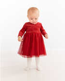Baby Wrap Dress In Recycled Velour in Hanna Red - main