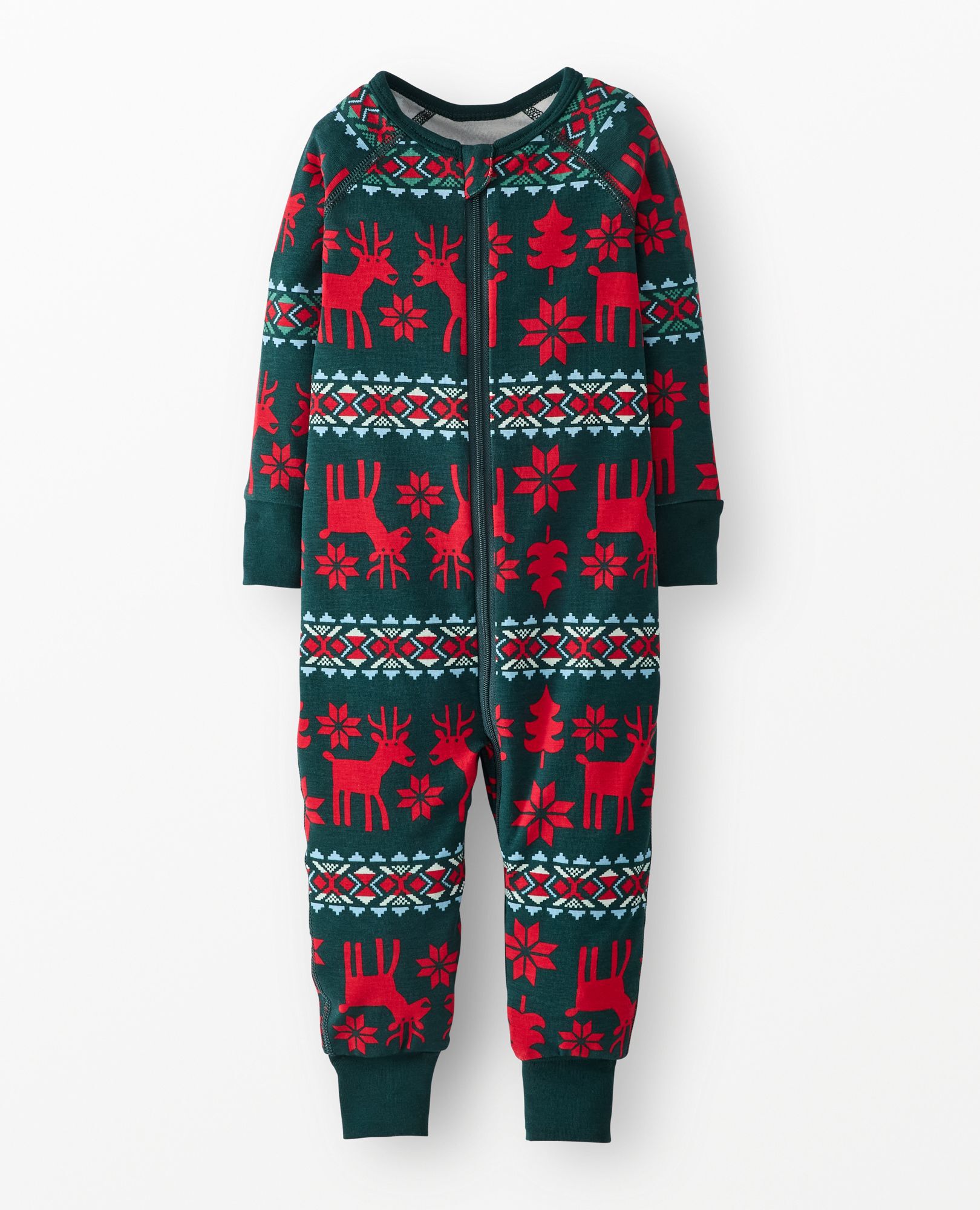 Holiday HannaSoft™ Stretch Sleeper in Dear Deer on Green - main