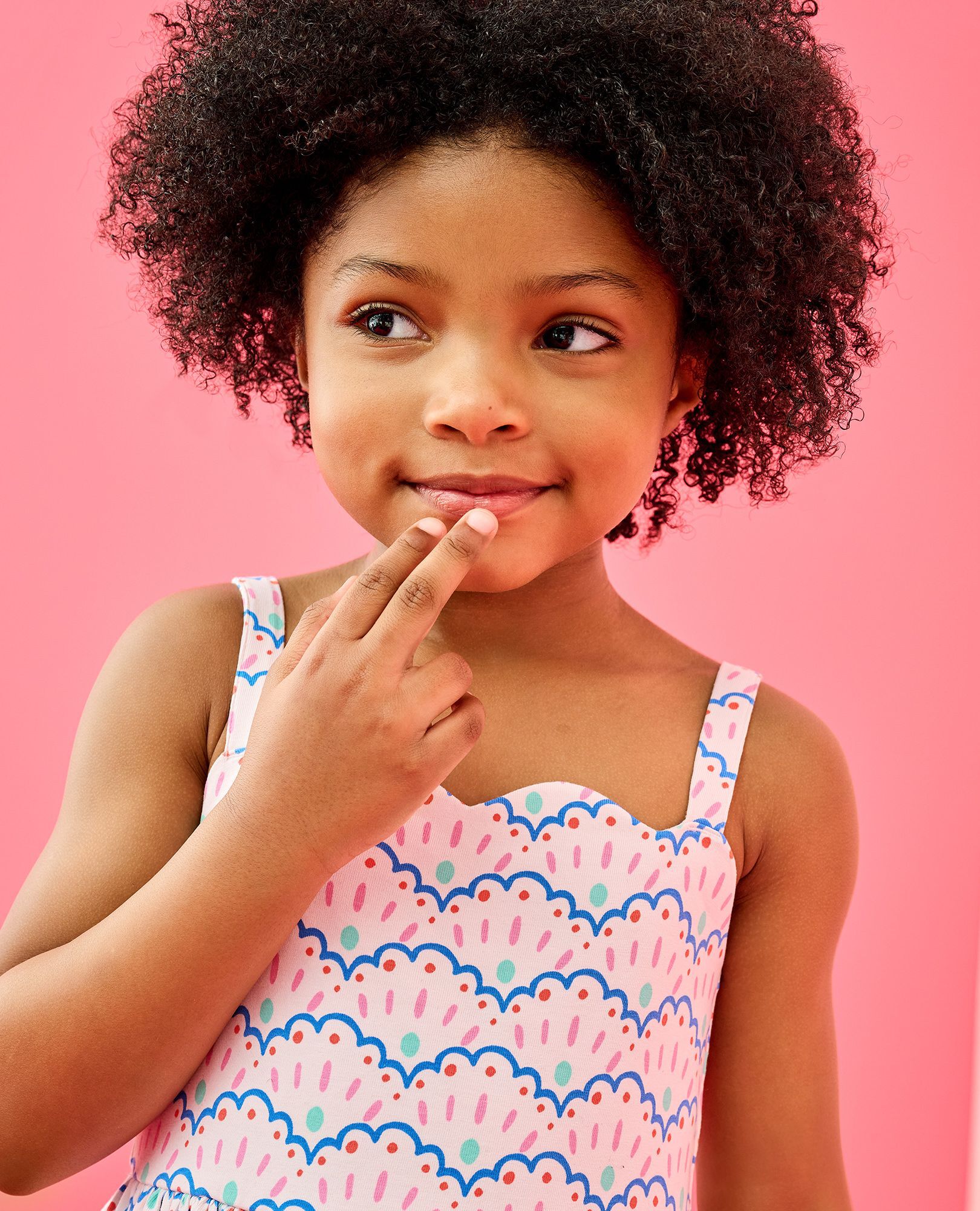 Sleeveless Scalloped Skater Dress with Pockets in Scalloped Stripes - main