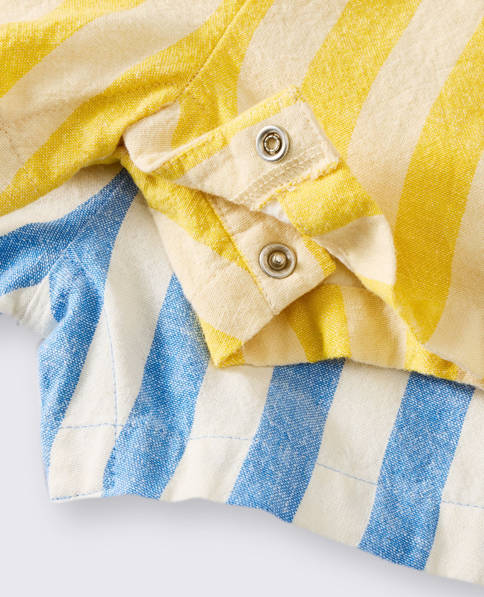 Baby Linen Romper in Horizon Blue/Ecru - main